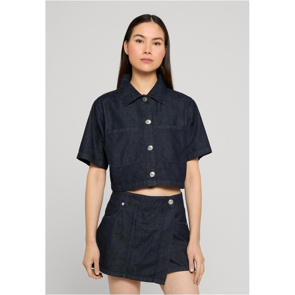 Urban Classics - Cropped Light Denim Blouse - Blue